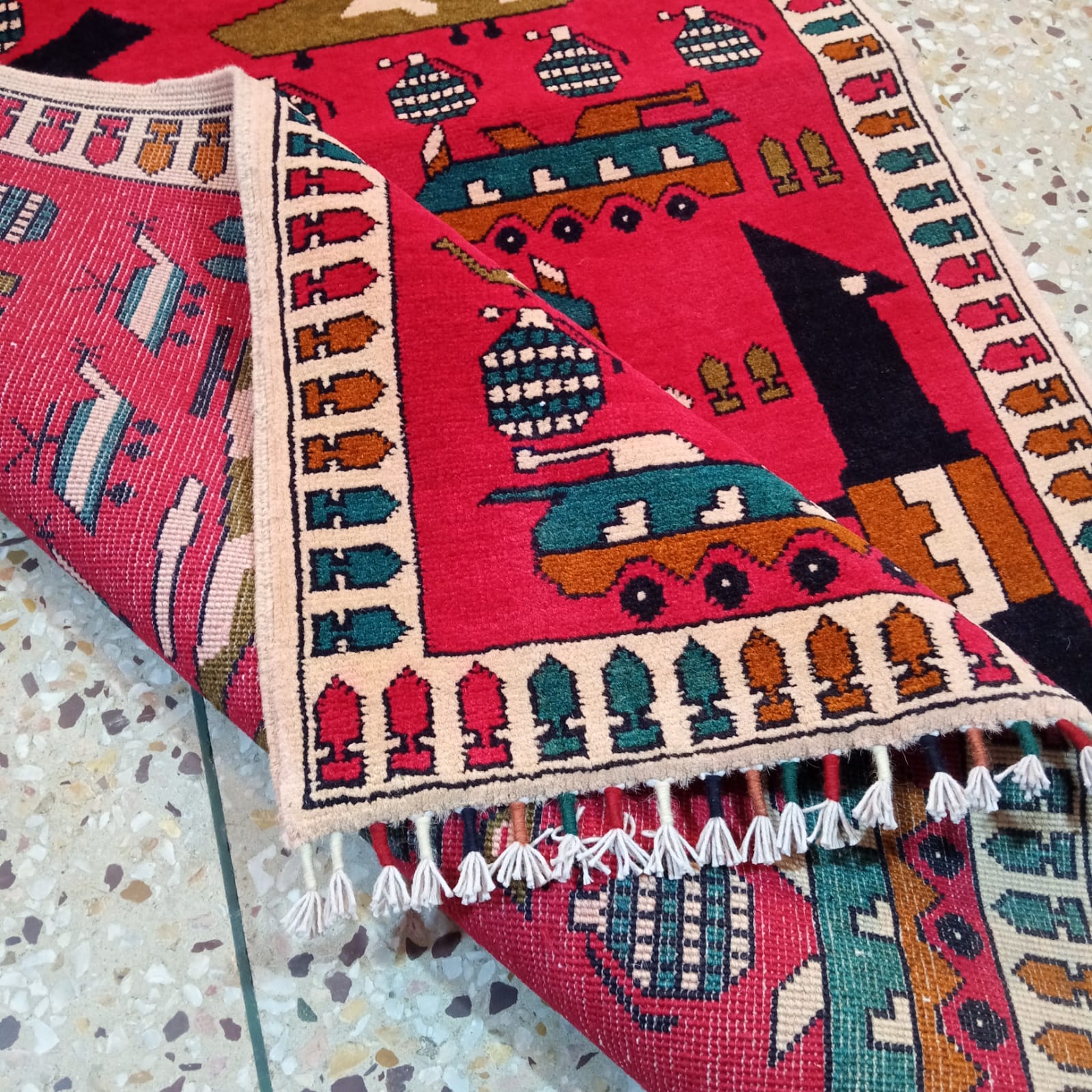 A war Hand Made Afghan war rugs Size 292cm x 87cm - Image 4