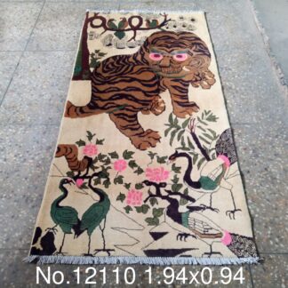 Hand Made Afghan Animals Design Home Decor rugs Size 194 cm x 94 cm