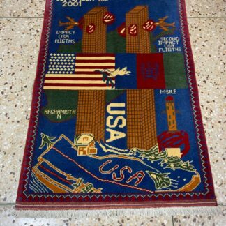 9/11 Hand Made Afghan war rugs Size 148 cm x 80 cm
