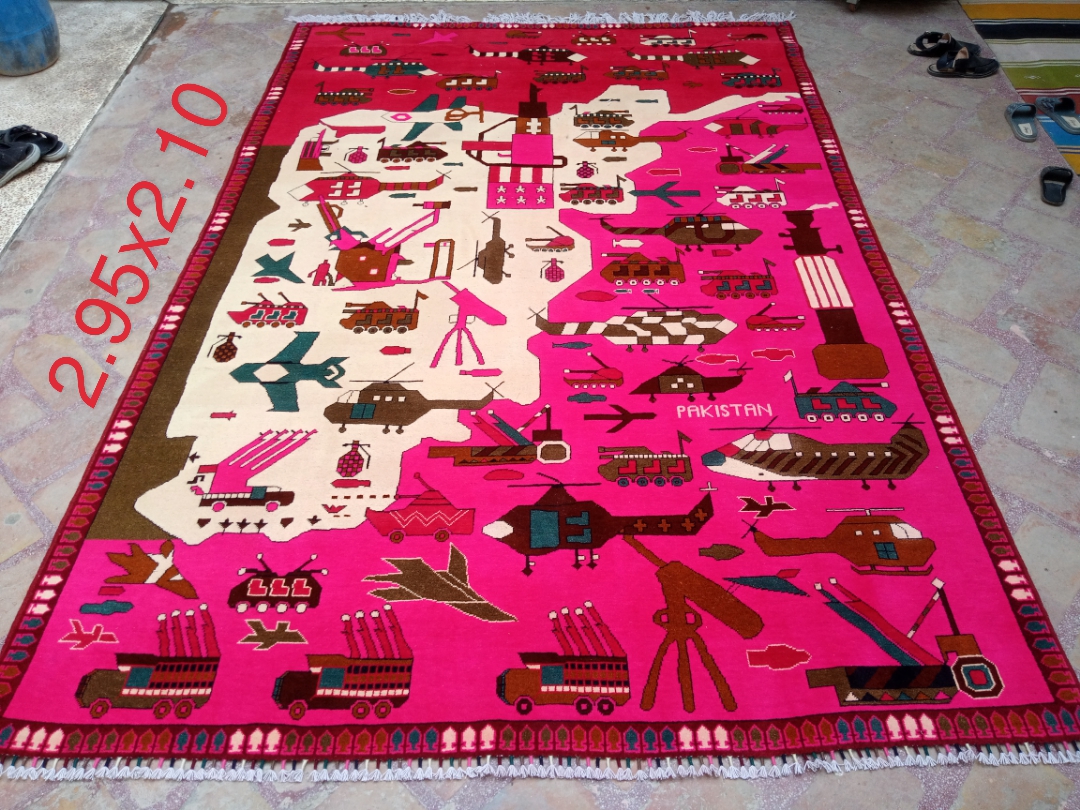 A war Hand Made Afghan war rugs Size 295 cm x 210cm