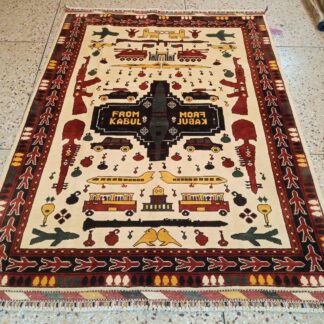 Hand Made Afghan Home Decorated Amazing war rugs Size 208 cm x 178cm