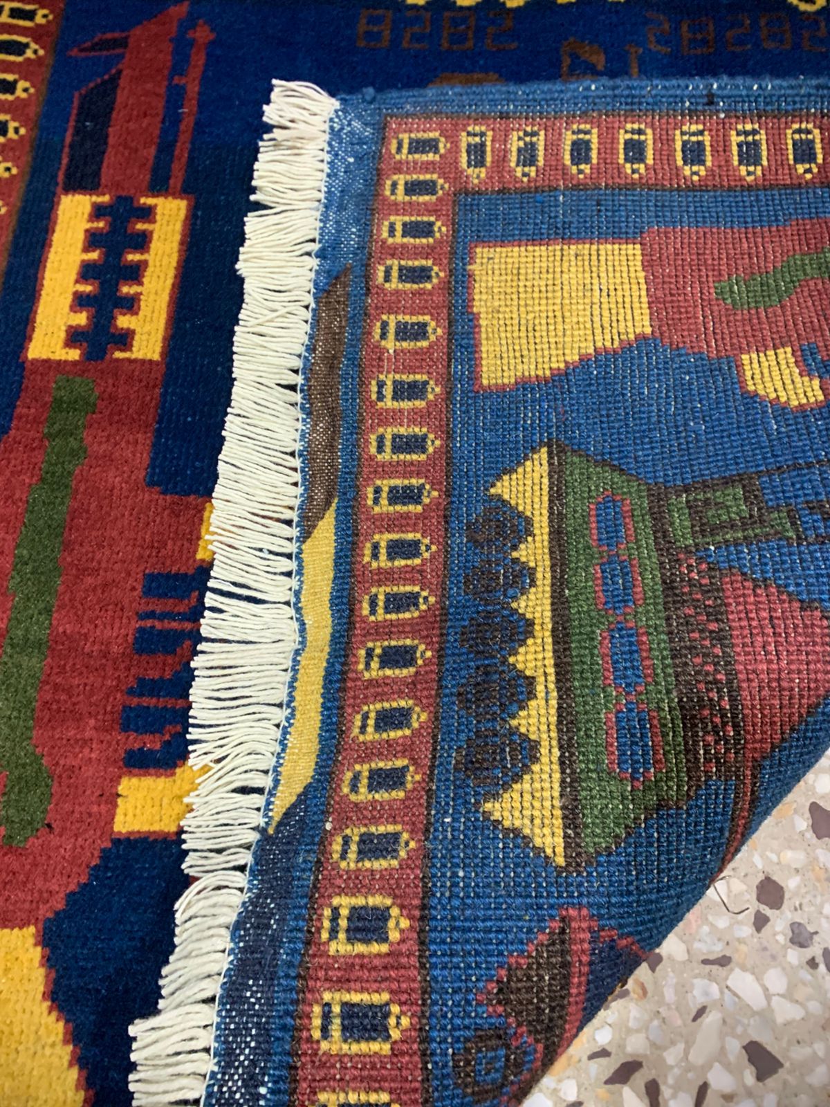 Handmade Afghan war Rug , world trade center war rugs with weapons Size125cm x 87 cm - Image 3
